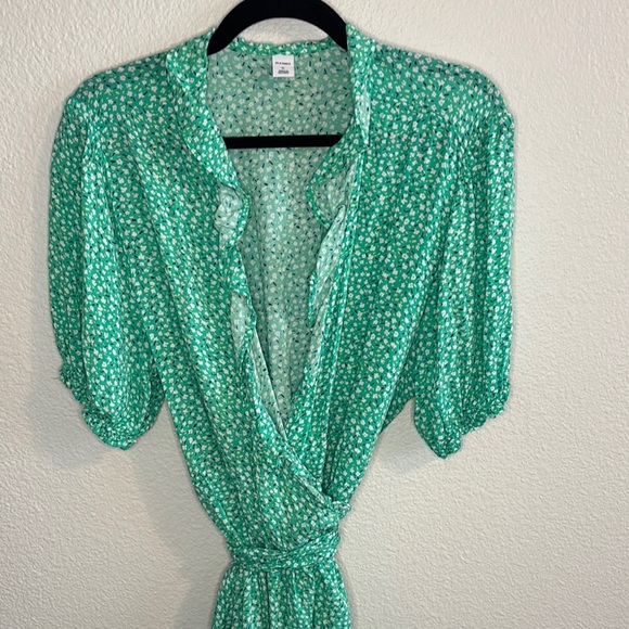 Green print wrap dress - Picture 3 of 4